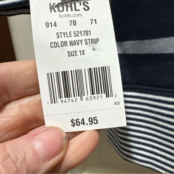 Kohl's Navy Striped Top - Picture 2 of 5